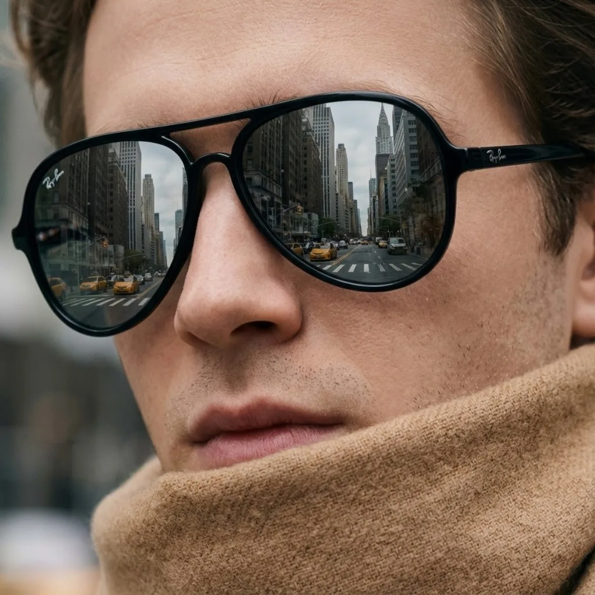 纽约高定时装人像，Ray-Ban 眼镜倒影：高级感诠释