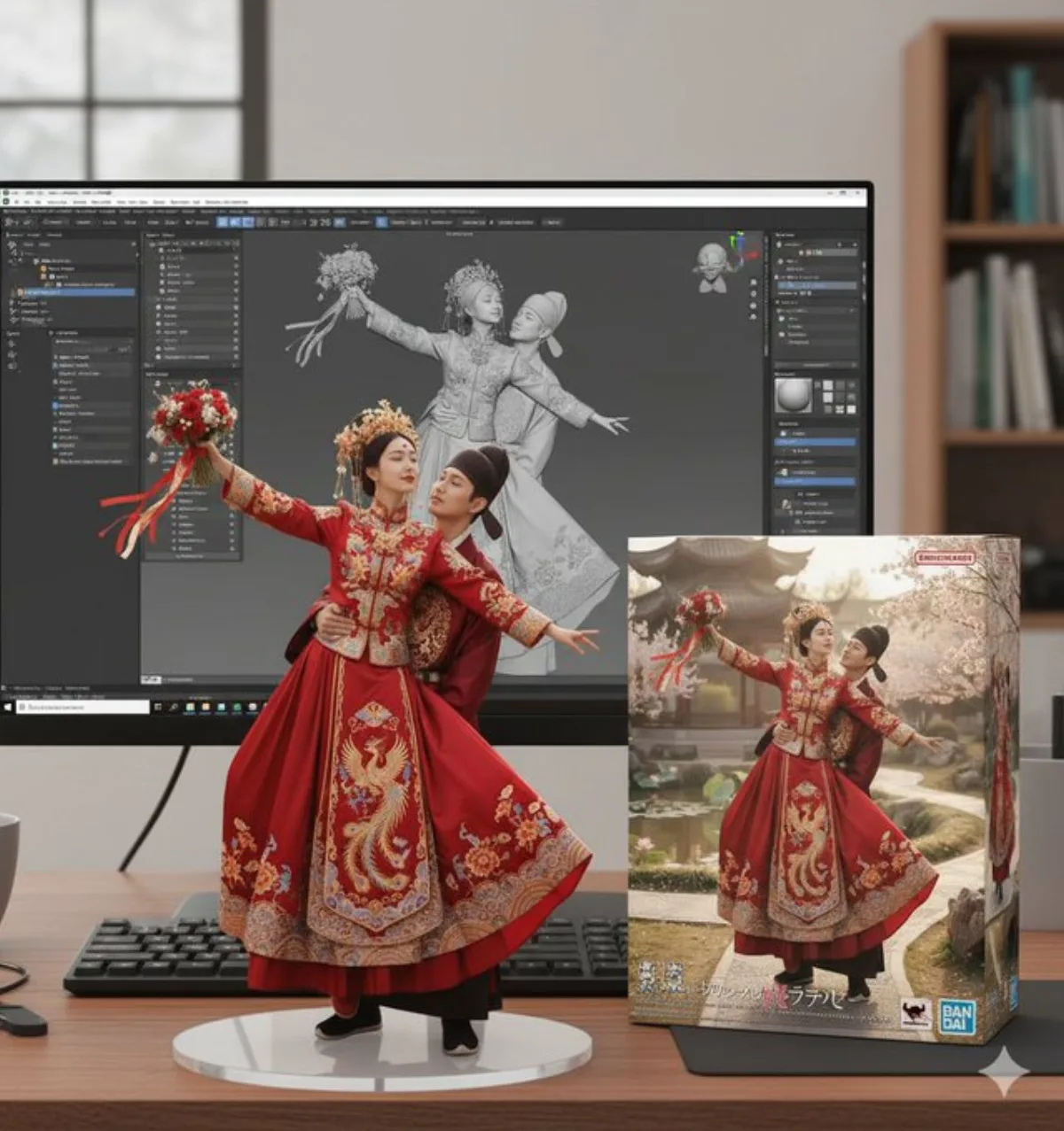 高级感视角下的手办-ZBrush建模屏显与万代风格包装盒