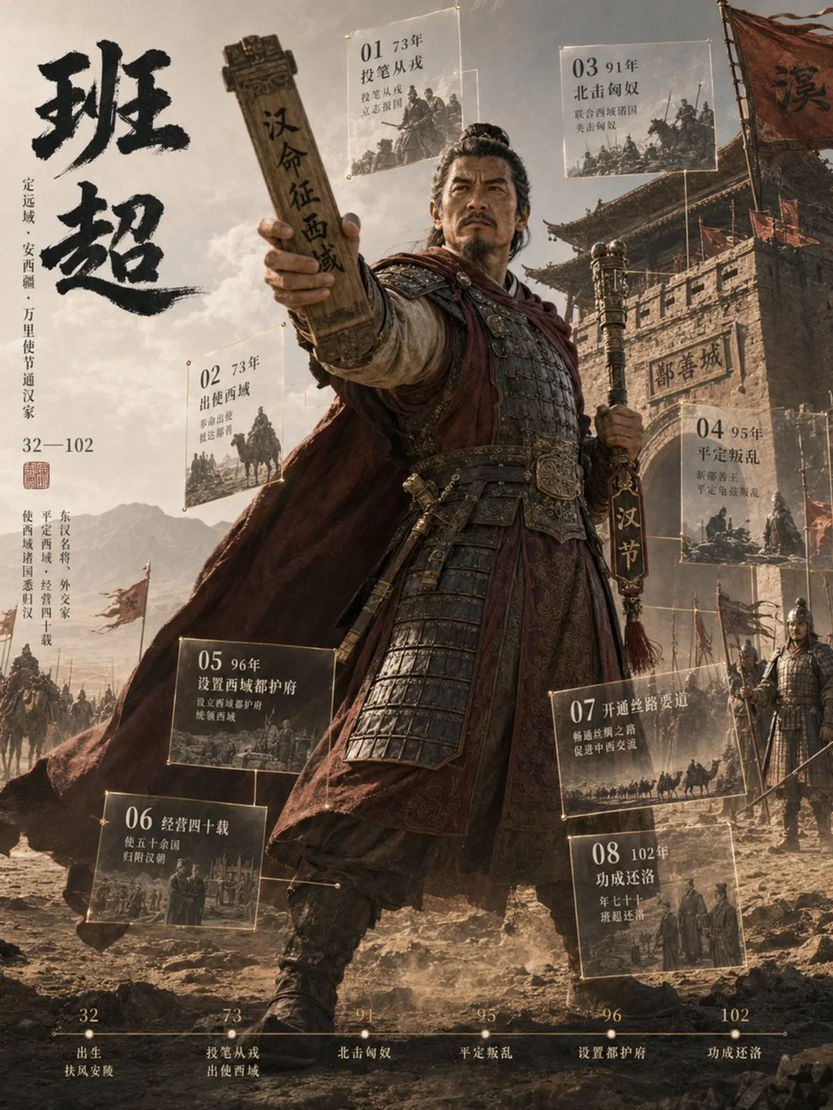 3D中国历史人物档案海报
