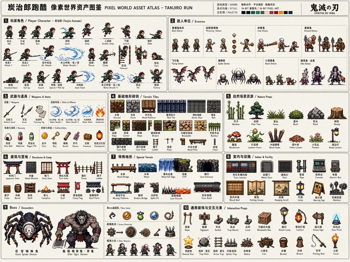 像素游戏资源图集模板