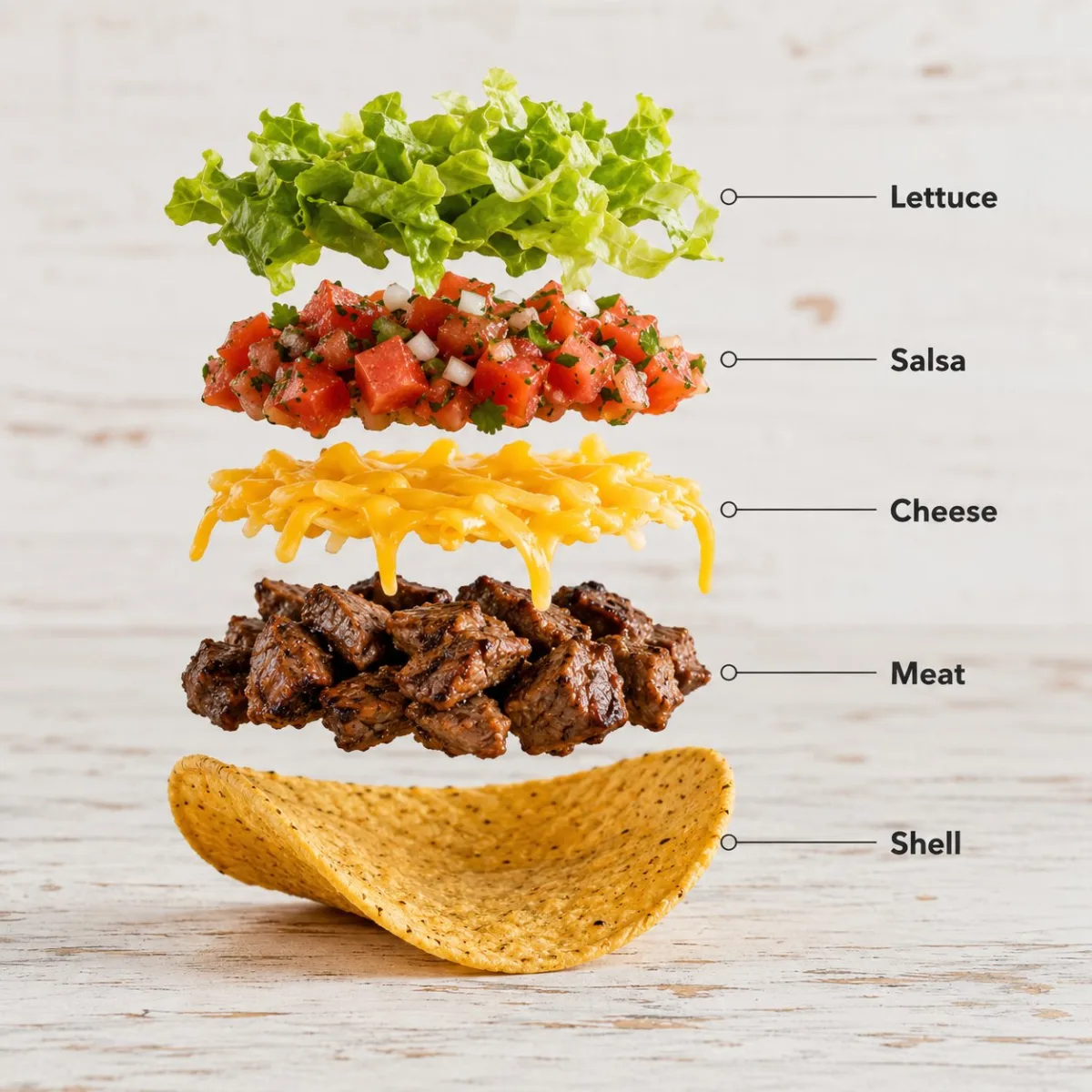 Ultra-realistic Exploded Vertical Infographic Composition Of Tacos