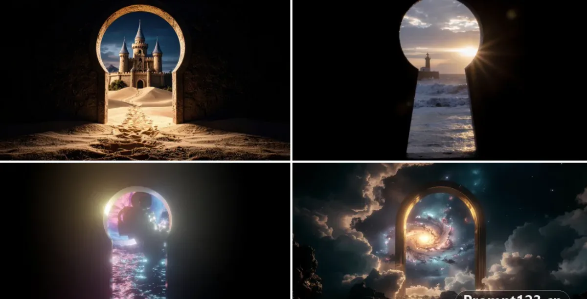 Looking Through A [MATERIAL] Keyhole Towards A Mythical [WORLD] Dark