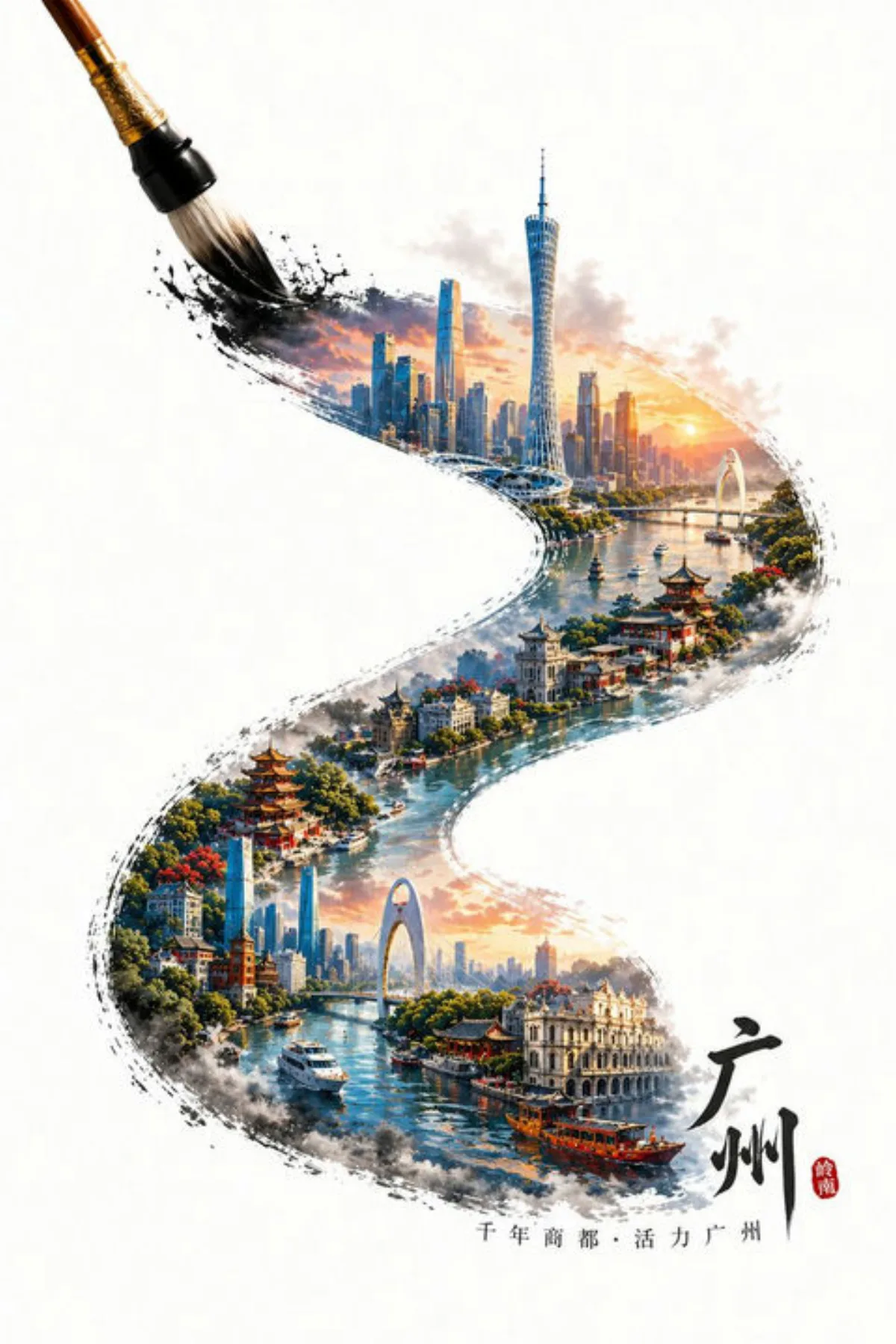 广州水墨旅行海报
