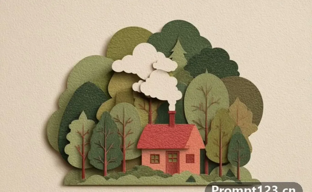 Layered Paper-cut Illustration Of [subject]