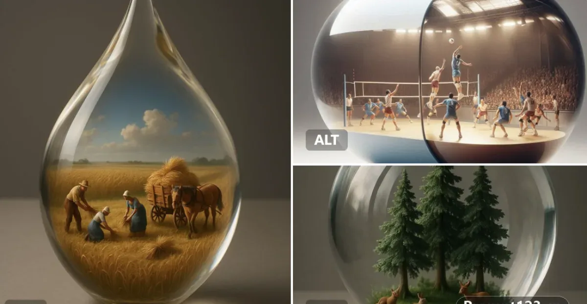 A Giant [transparent Or Glossy] [object/container] Featuring A Miniatu