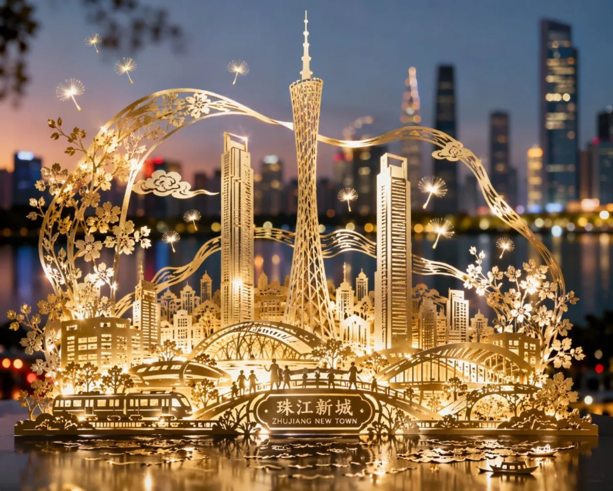 Urban Skyline Paper Cutout
