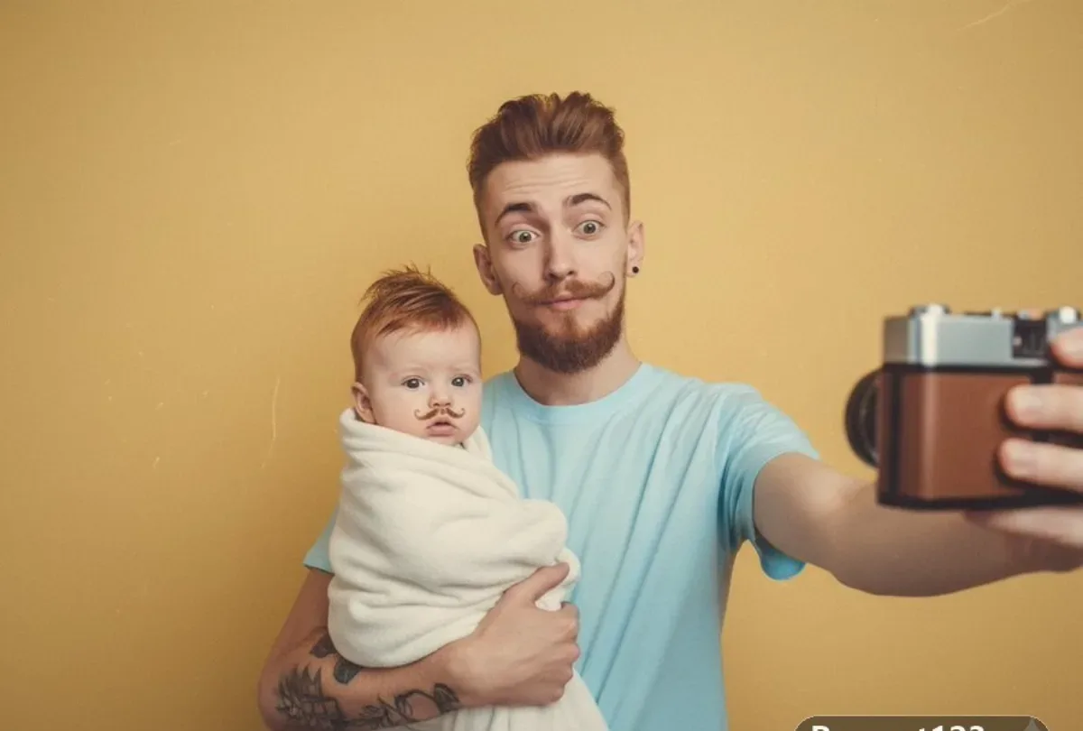 Retro Selfies Of You Holding A Baby Version Of You