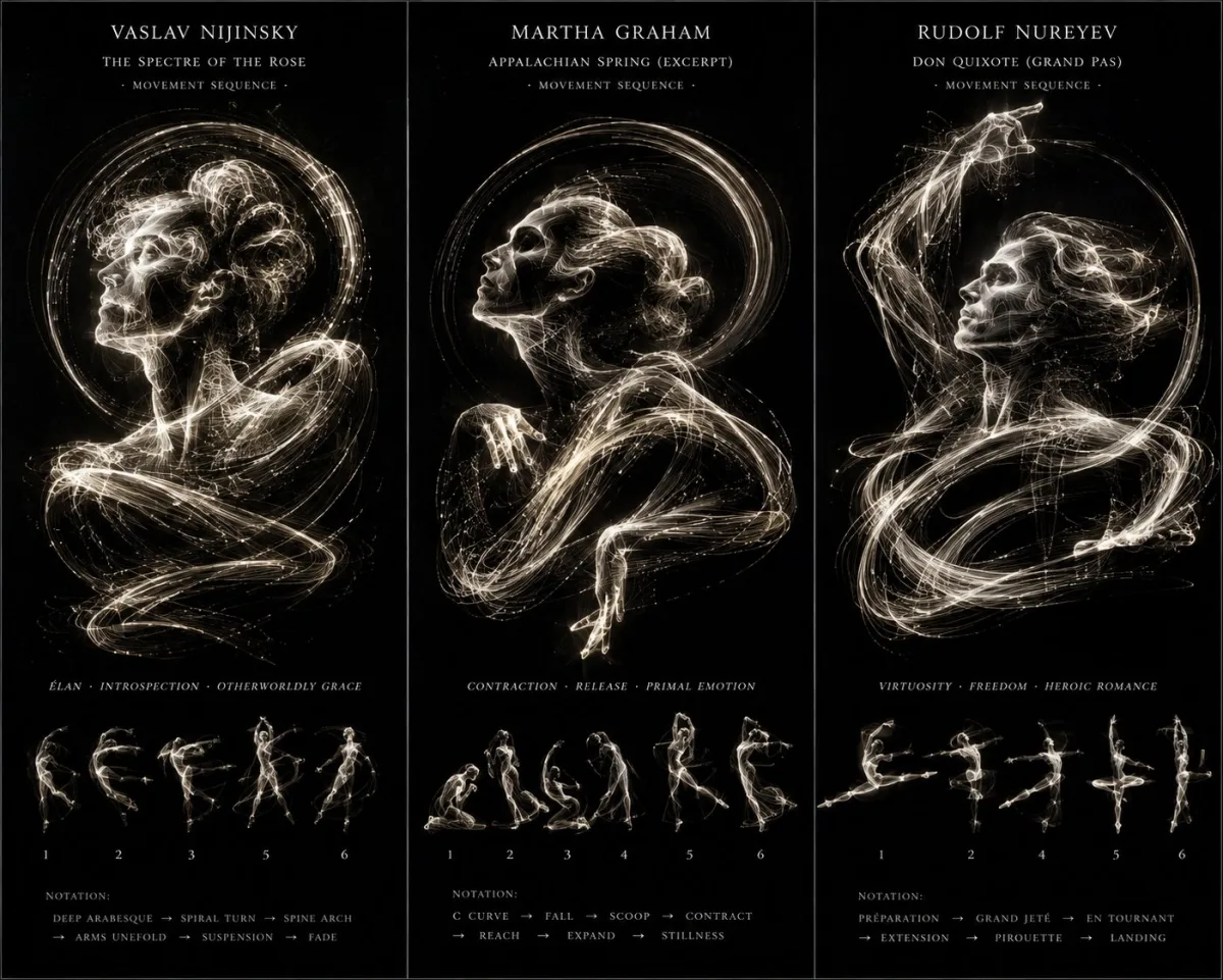 <instructions> Input = 3 Legendary Dancer/choreographer Input = AI Inf
