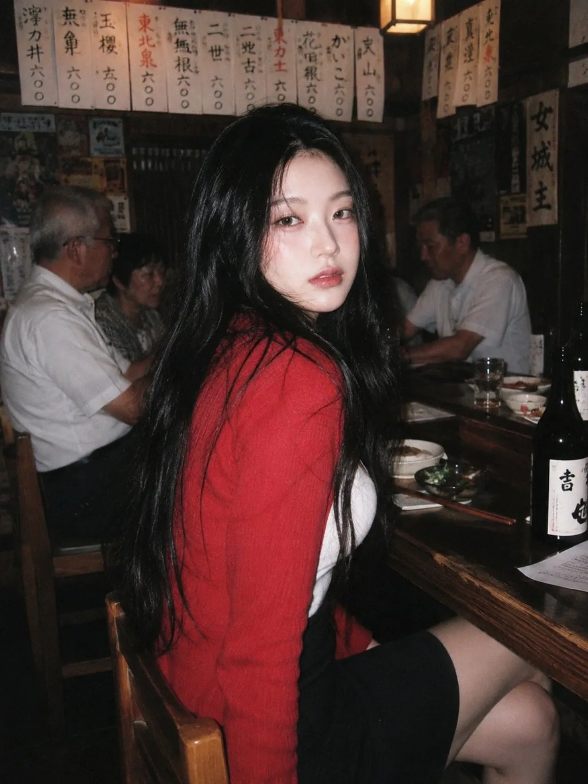 90年代居酒屋闪光灯人像