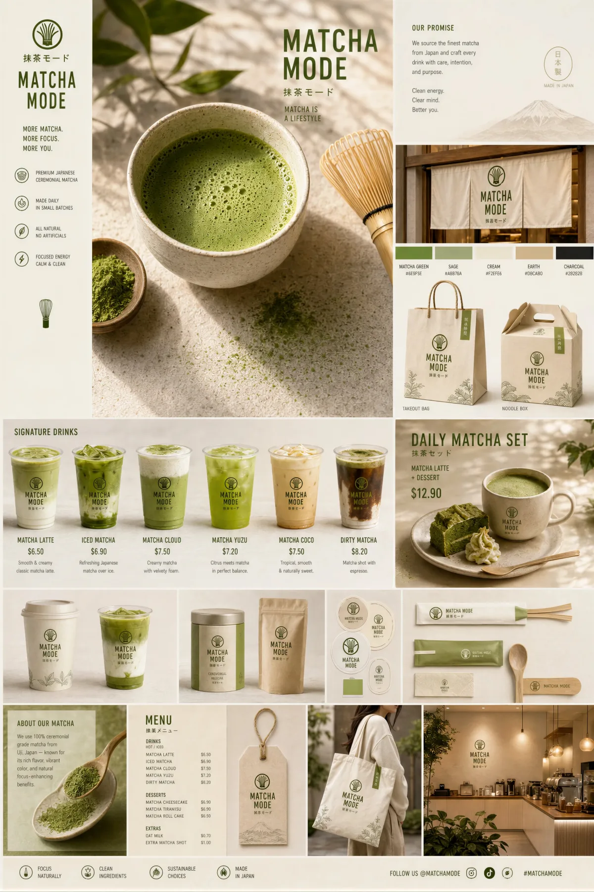 Premium “Matcha Brand Touchpoint System” Visual Board For A Contempora