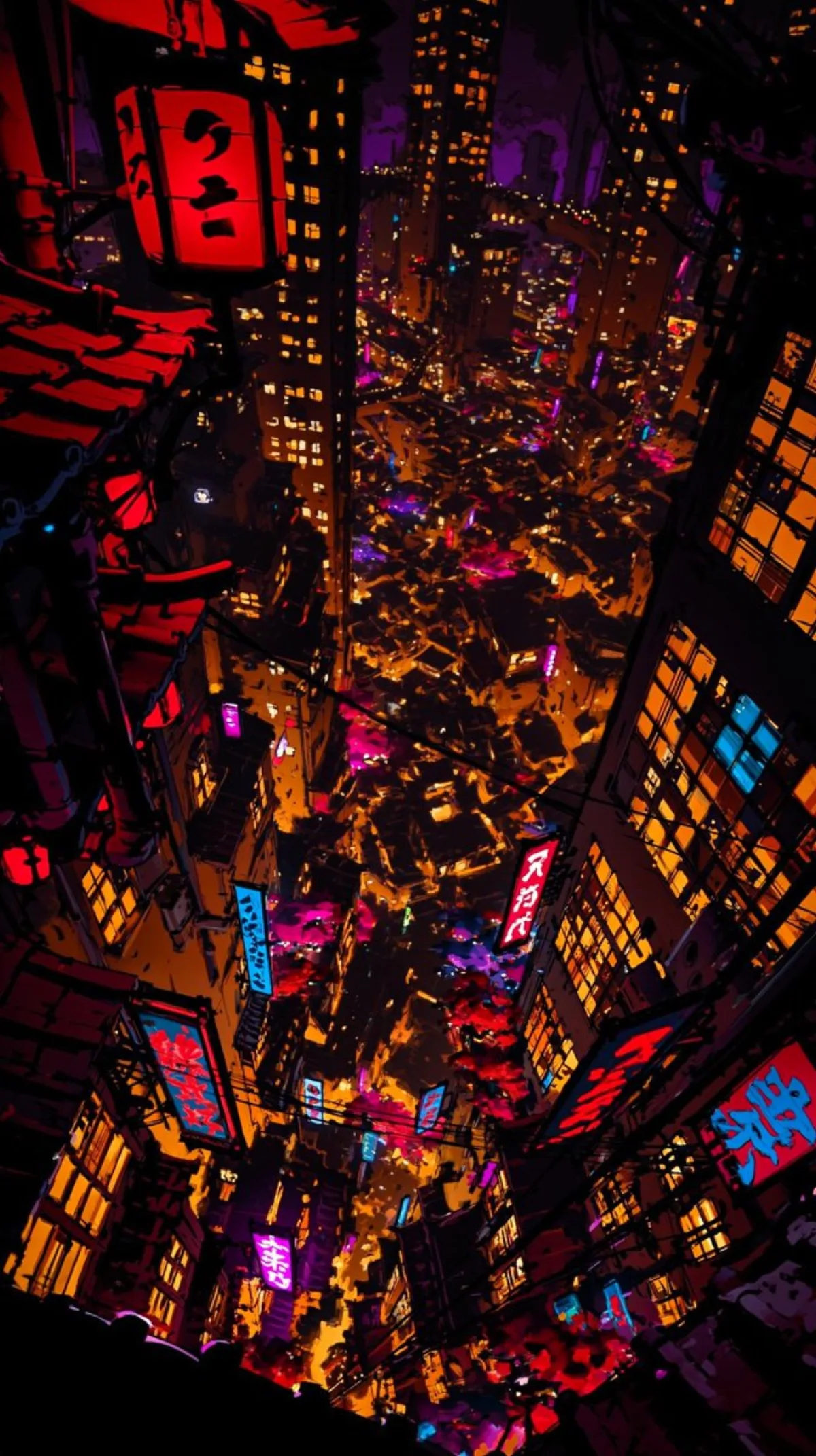 Surreal Neon Tokyo Cityscape
