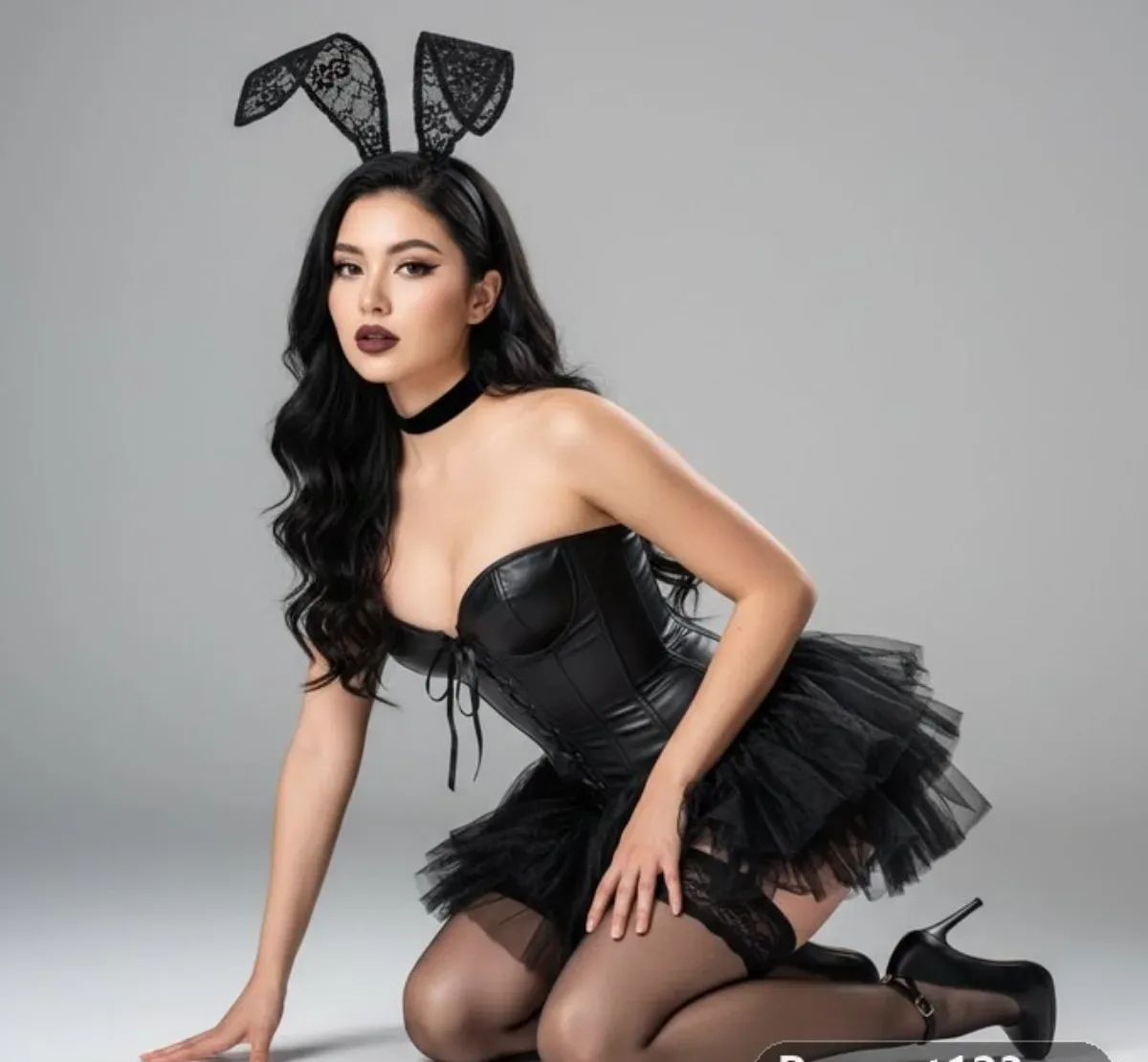 Hyperrealistic Gothic Bunny Studio Portrait