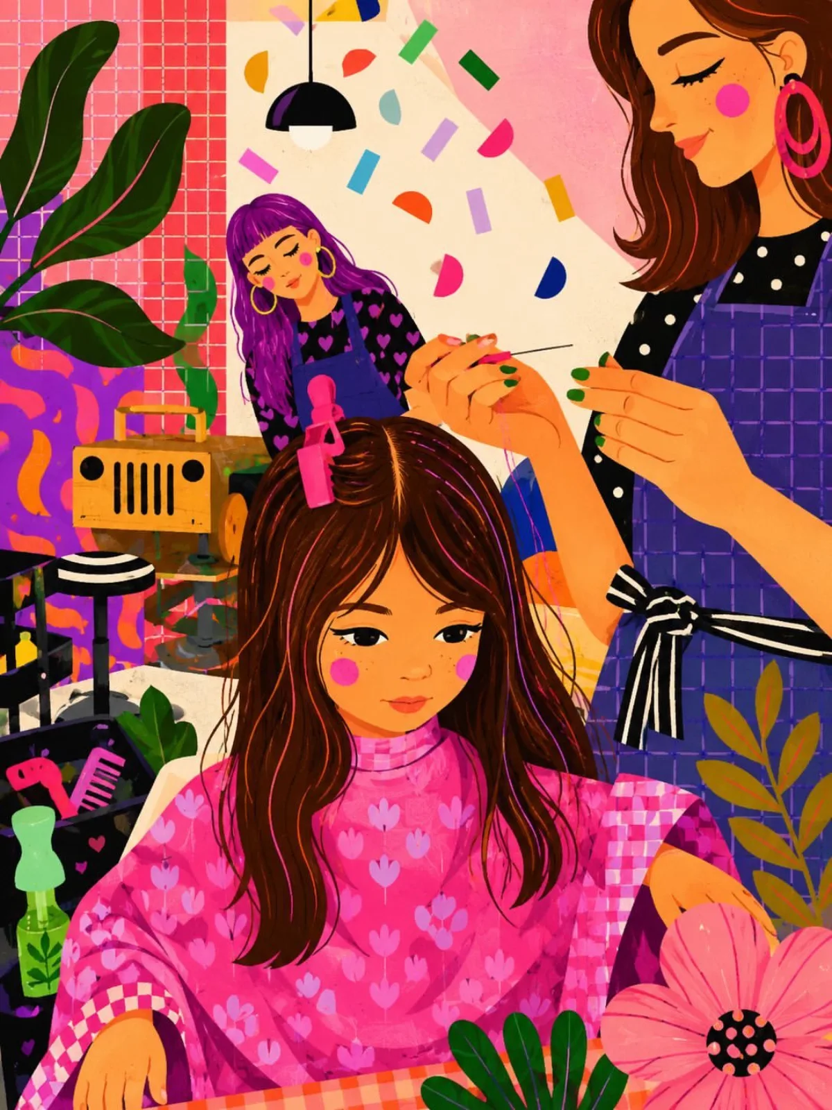 A Dynamic Whimsical Digital Illustration Of A Cozy Indie Hair