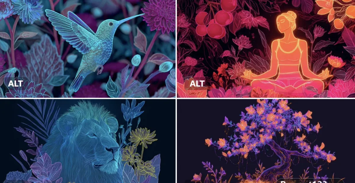 A Neon Floral Harmony Illustration Of [SUBJECT]
