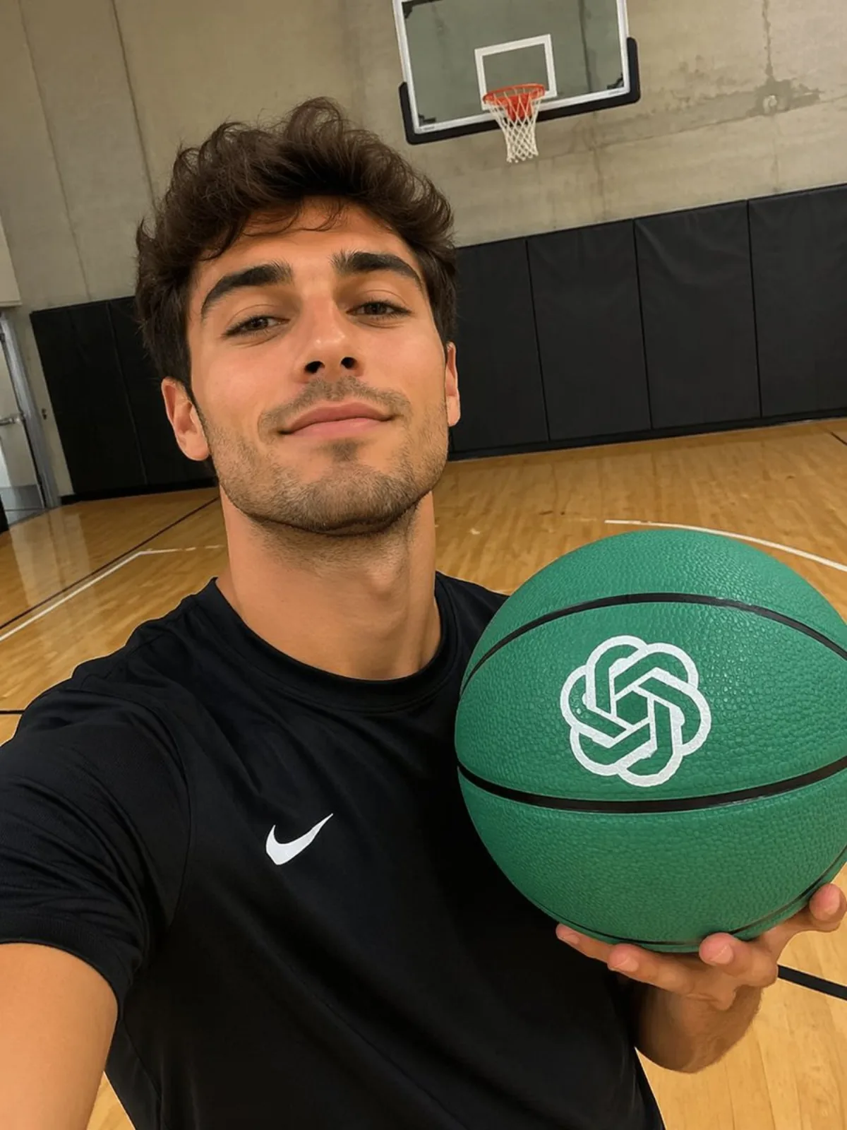 A Photorealistic Selfie Of A Young Man Alongside Short Wavy