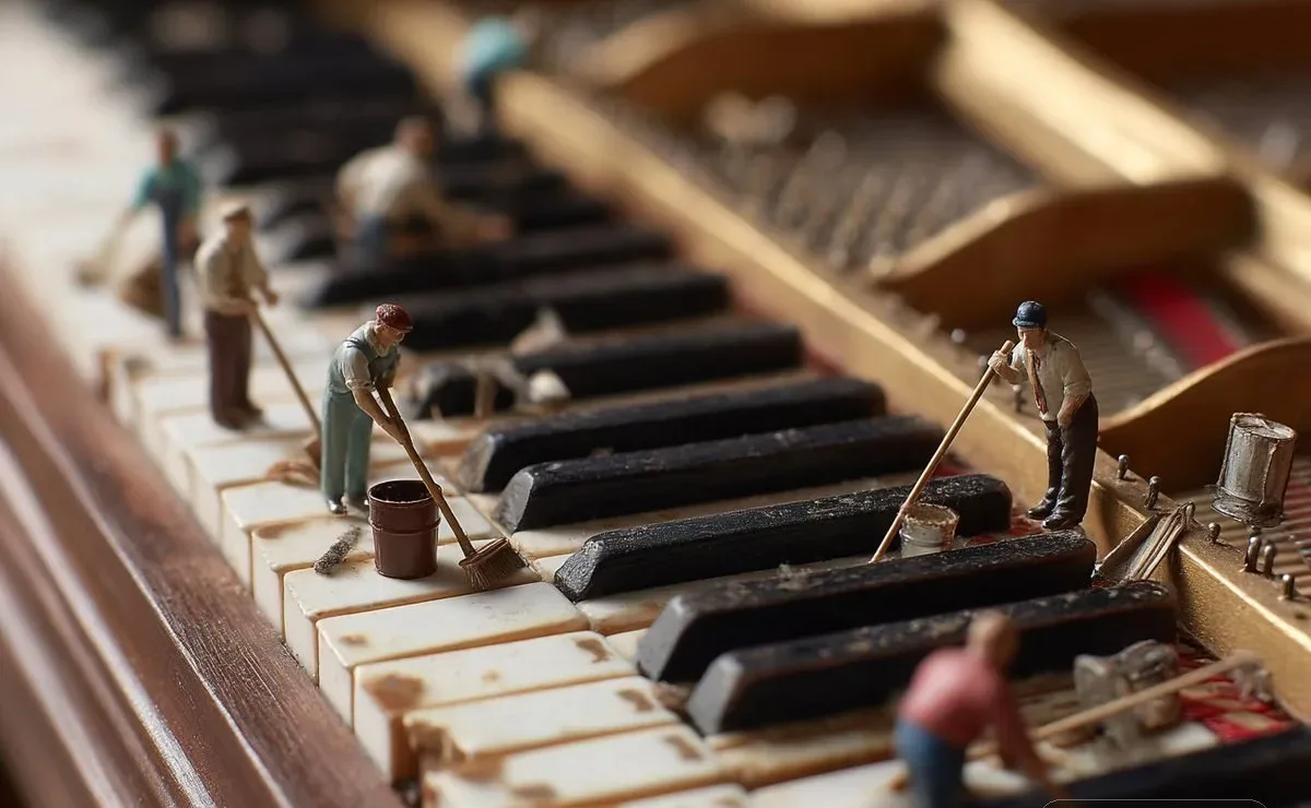 Tilt-shift Photo Of A Grand Piano Keyboard