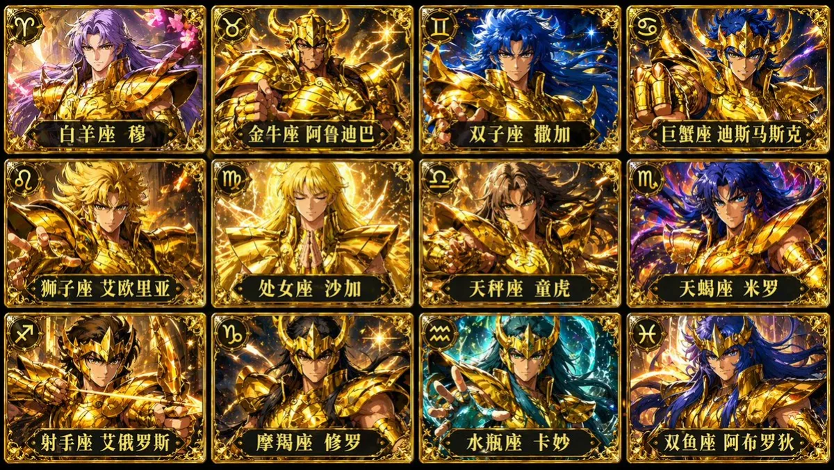 12 Gold Saints Card Grid