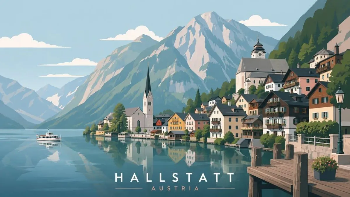 Clean-lined Flat Travel Poster Illustration Series Of Iconic Destinati