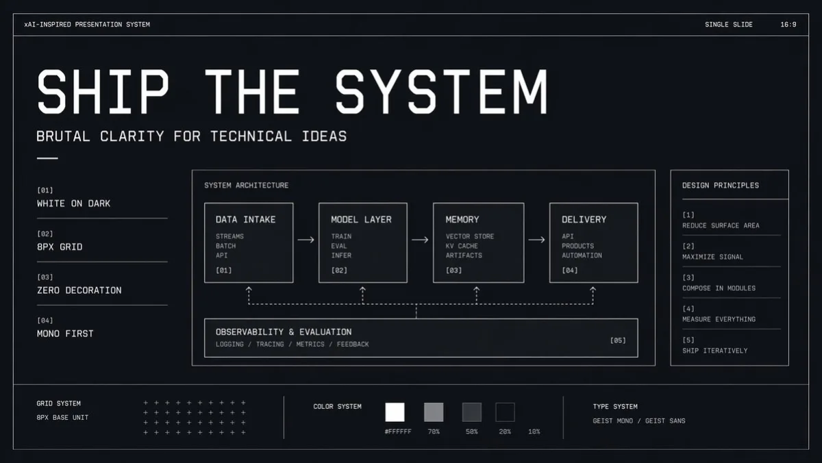 Brutalist Technical System Slide