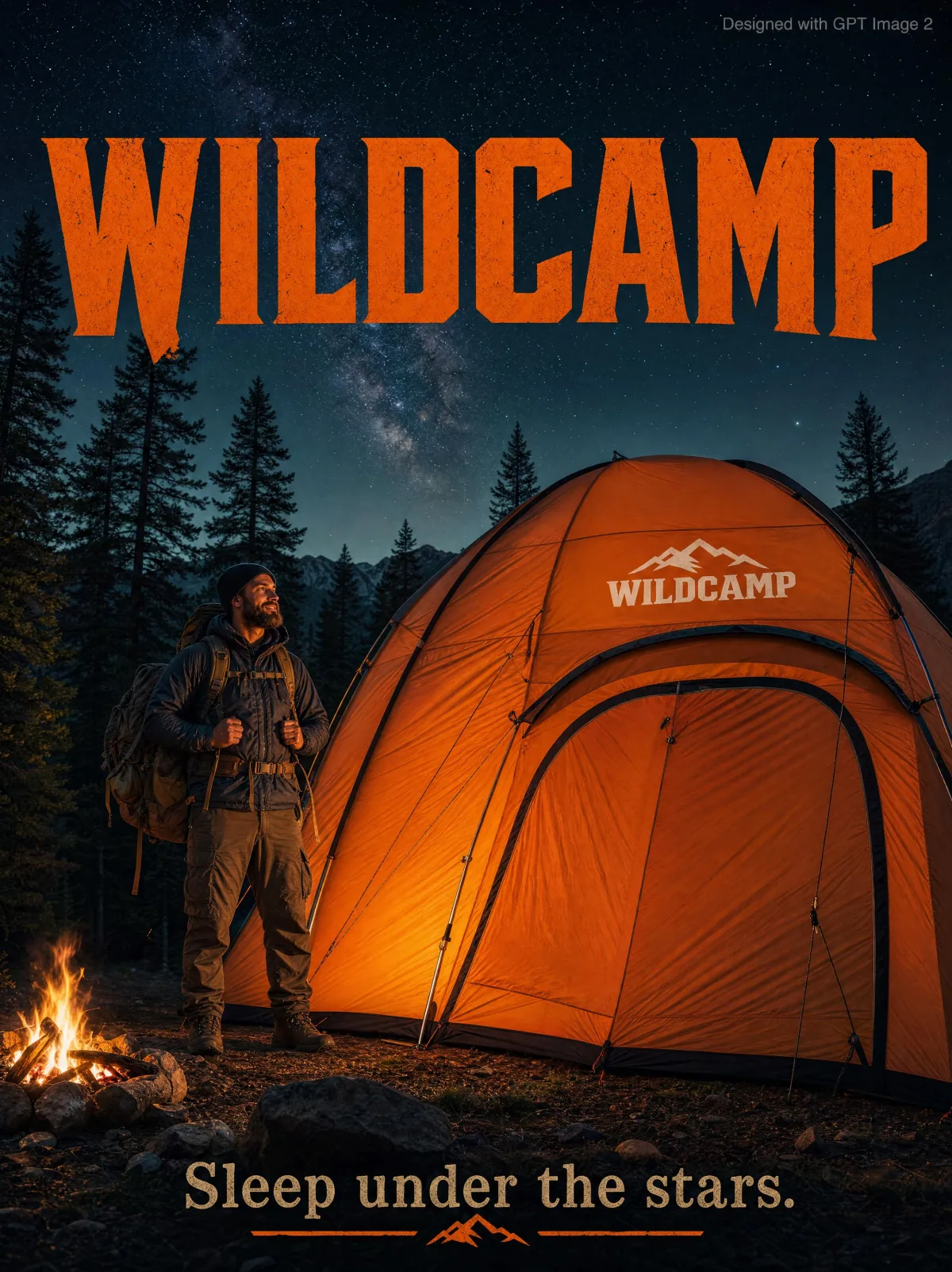 An Outdoor Adventure Advertisement Poster Featuring A Rugged Bearded M