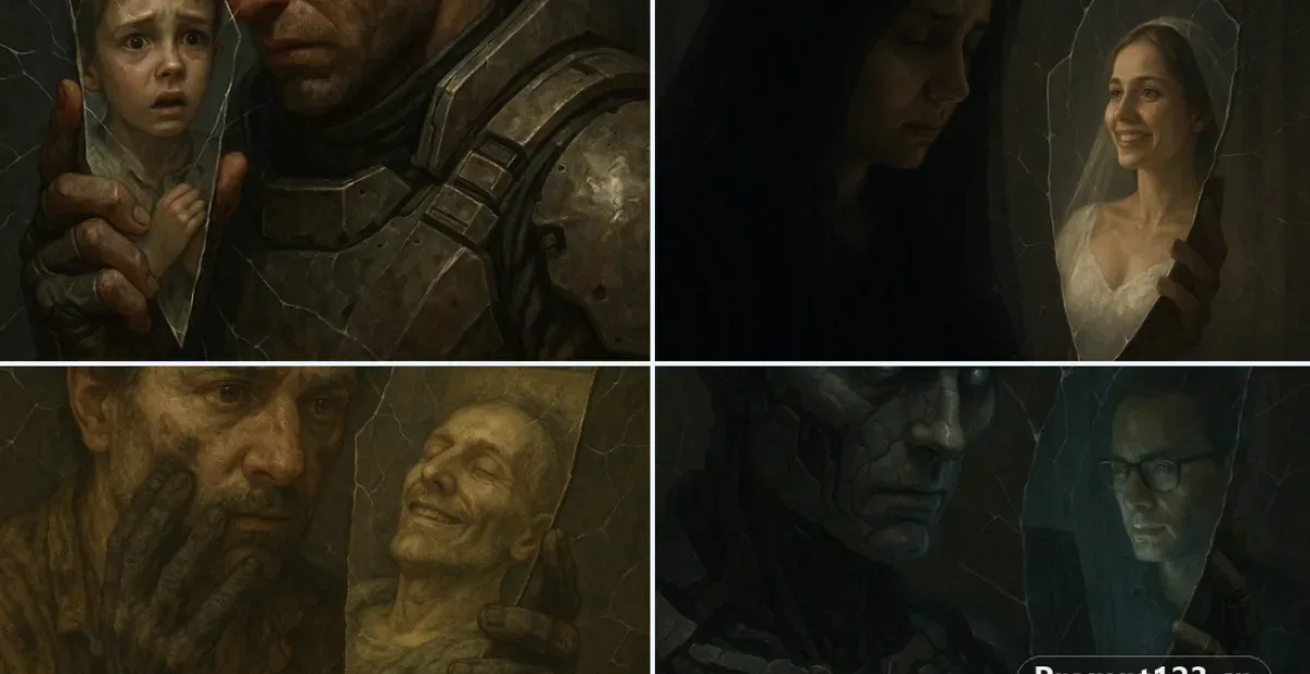 A Close-up Of [SUBJECT 1] Holding A Mirror Shard