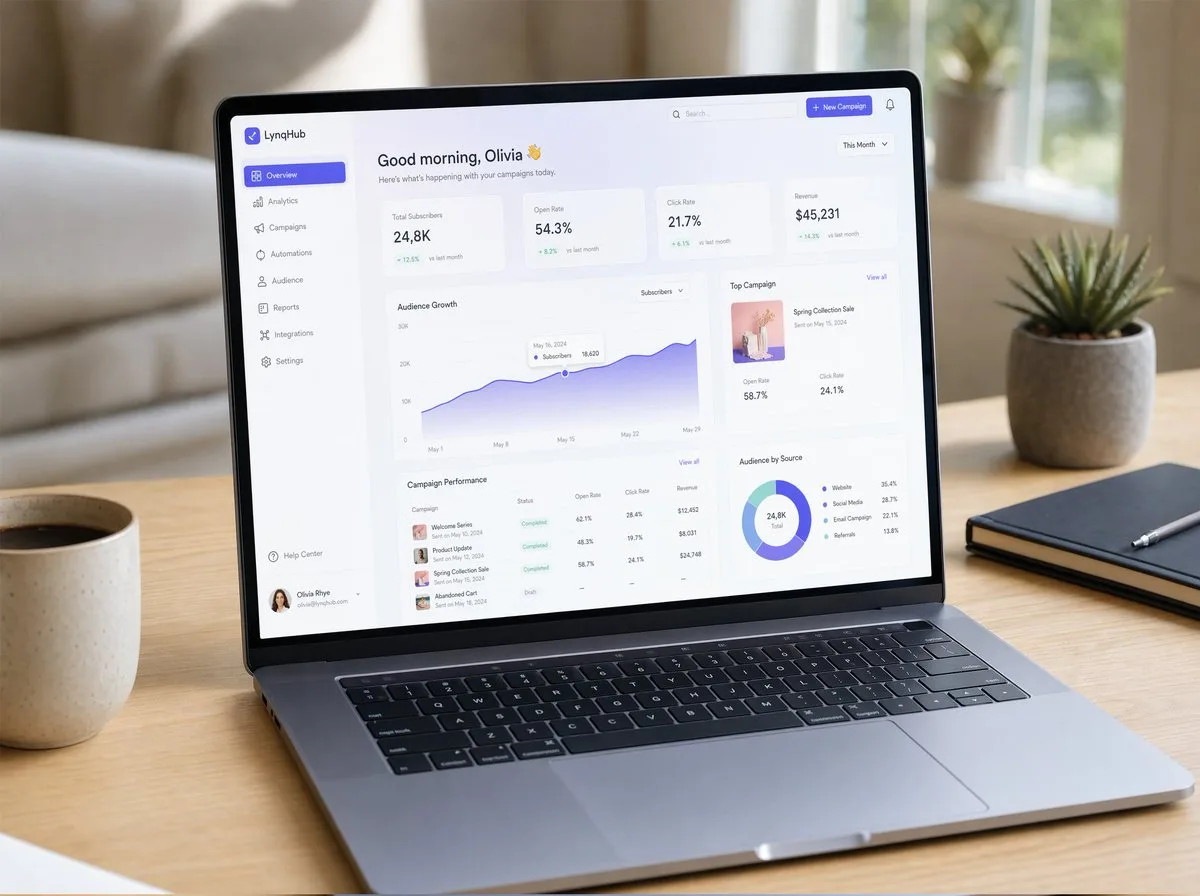 SaaS Dashboard on Modern Laptop