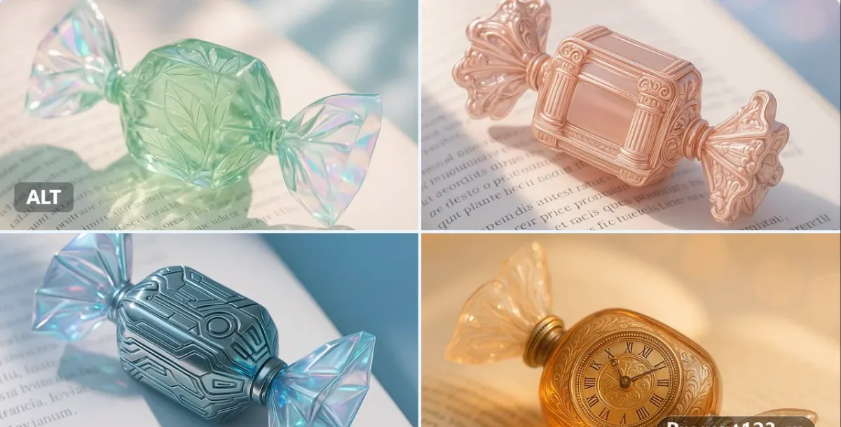 A Glossy Candy-shaped Perfume Bottle Resting On An Open Book