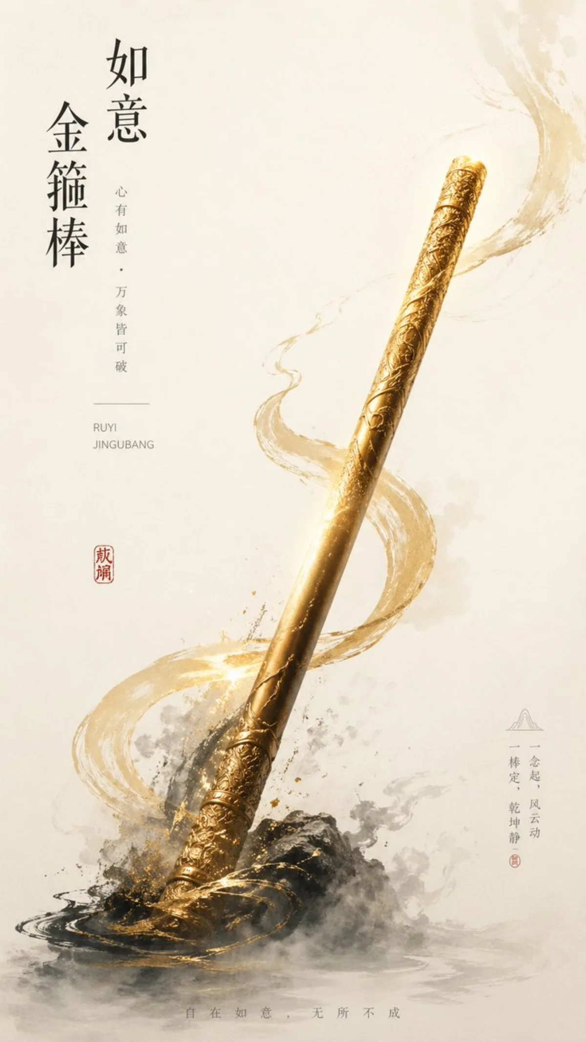 新中式金色权杖海报