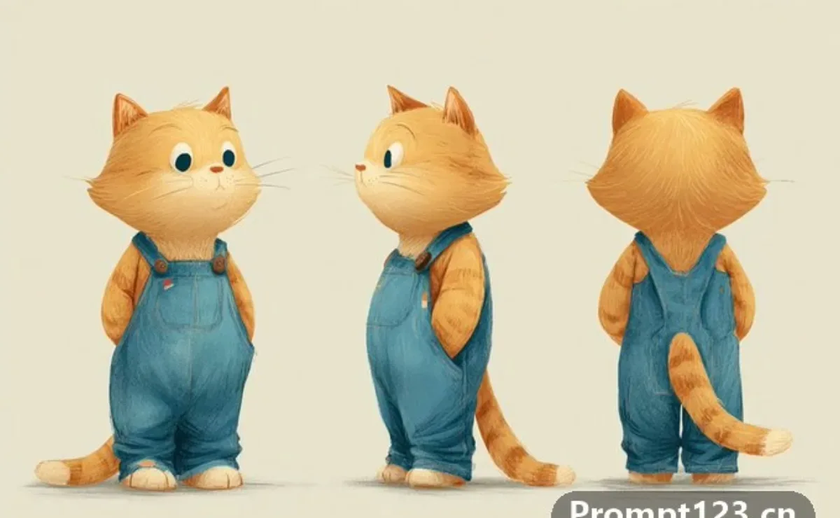 A Cute Anthropomorphic [subject] In Triple View
