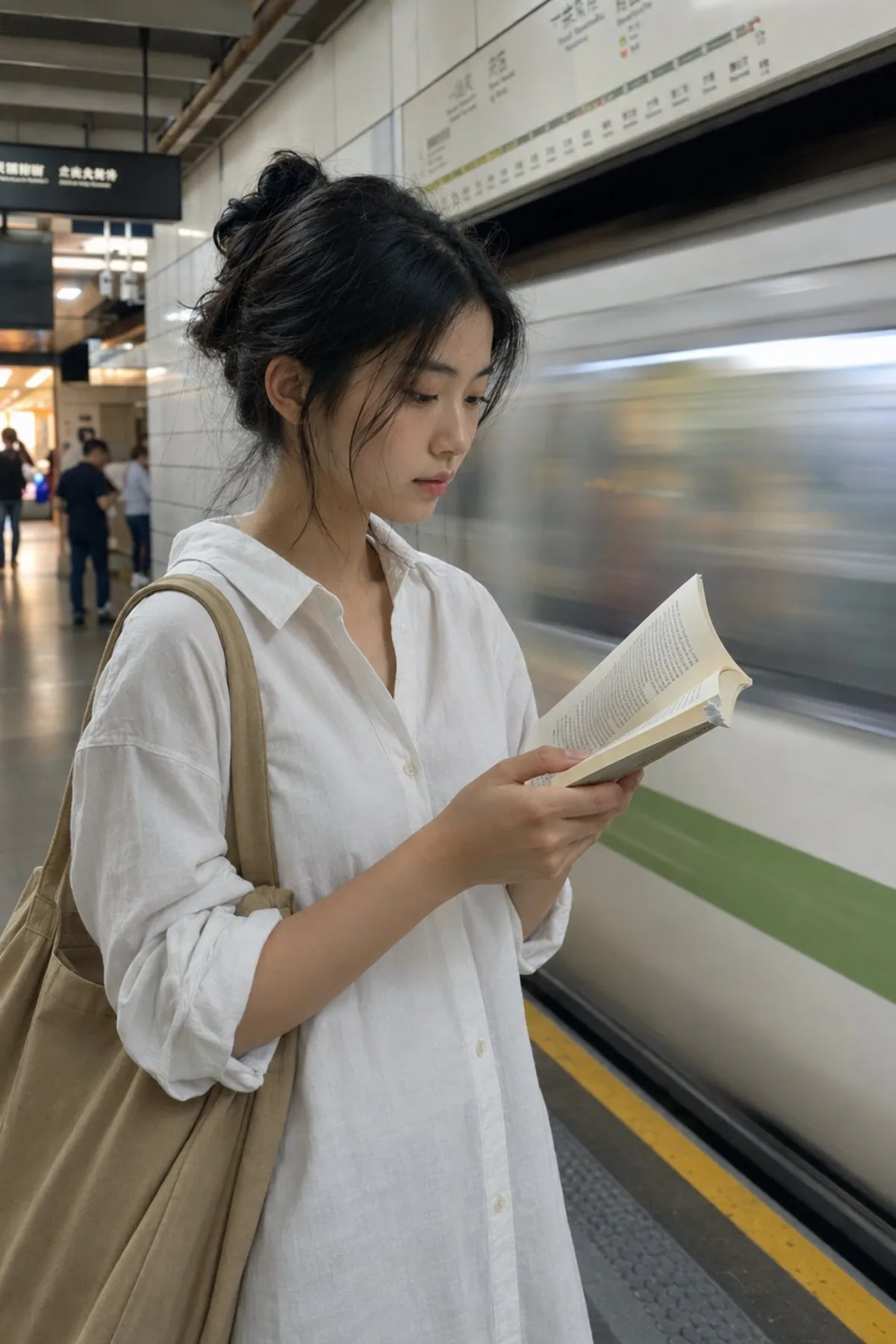 A Candid Photograph Of A Young Woman Standing