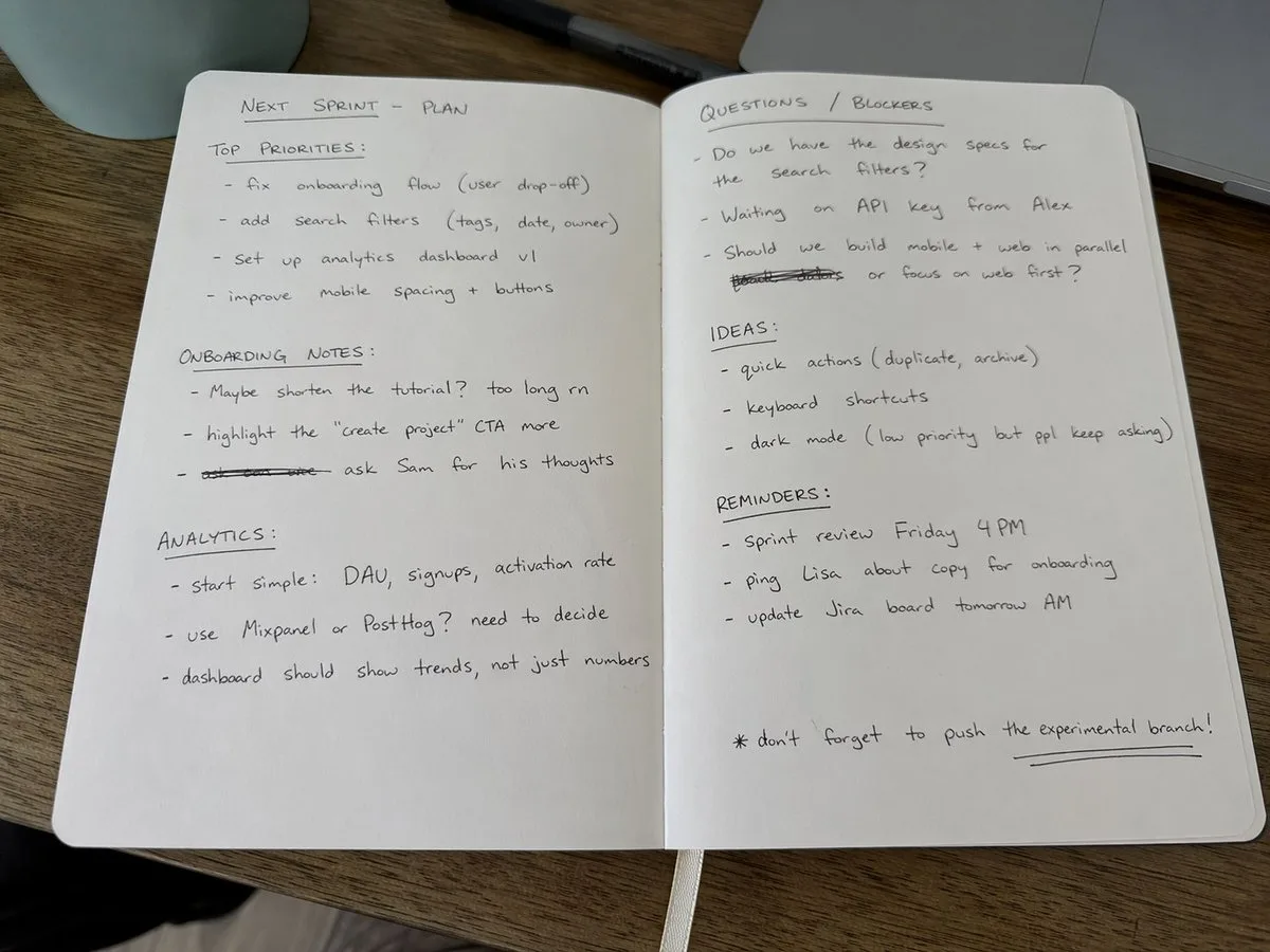 Handwritten Notebook Photo (Modern)