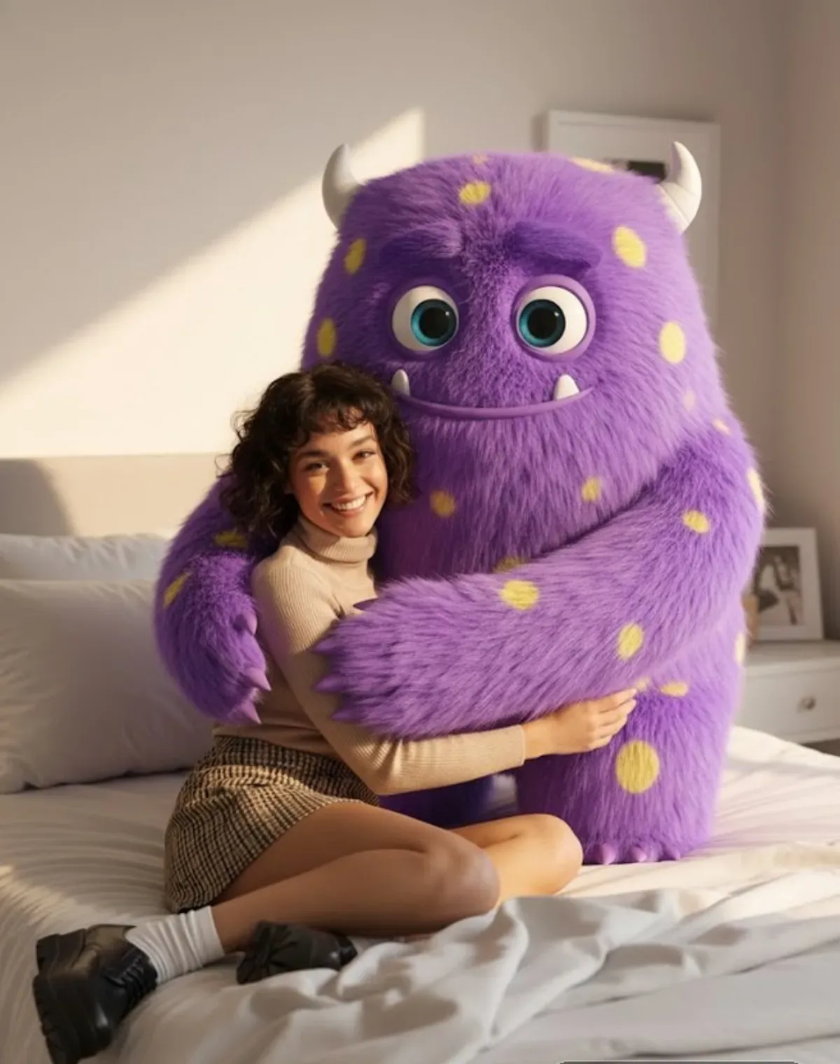Me Sit Next To A Giant Fluffy Cute Cartoon Monster
