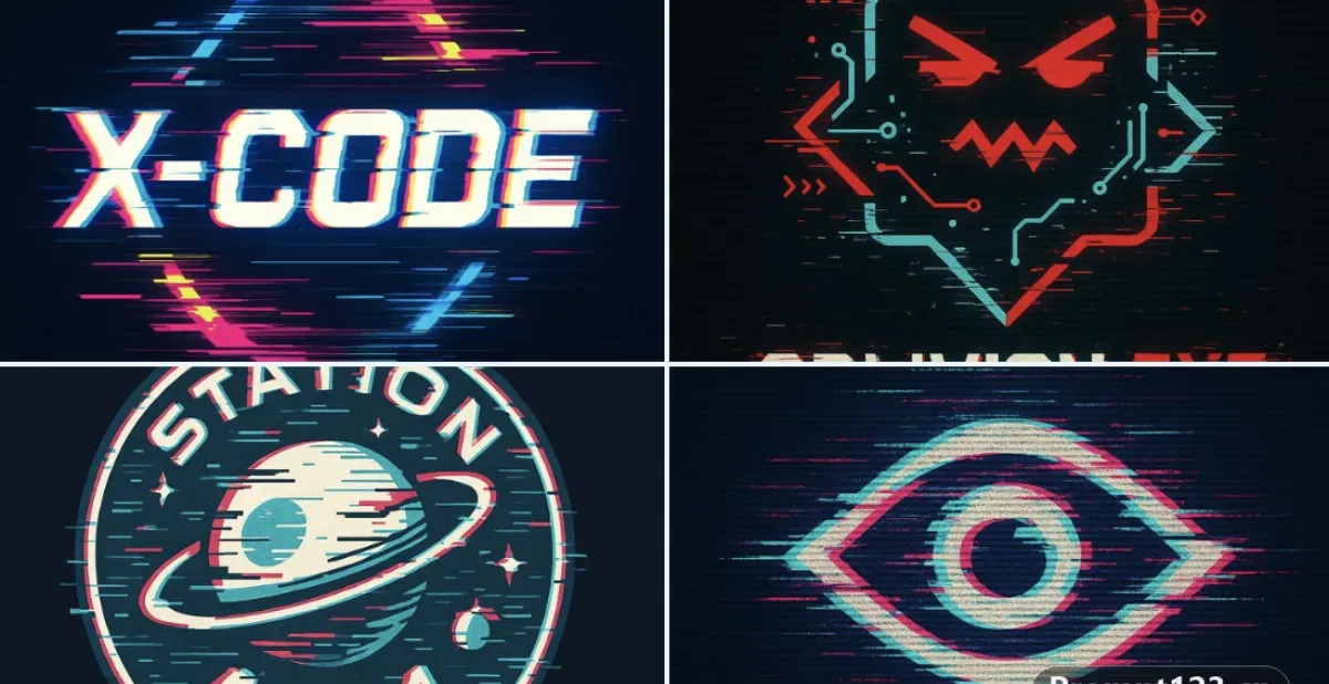 A Assertive Vector Logo Design In Glitch Art Style