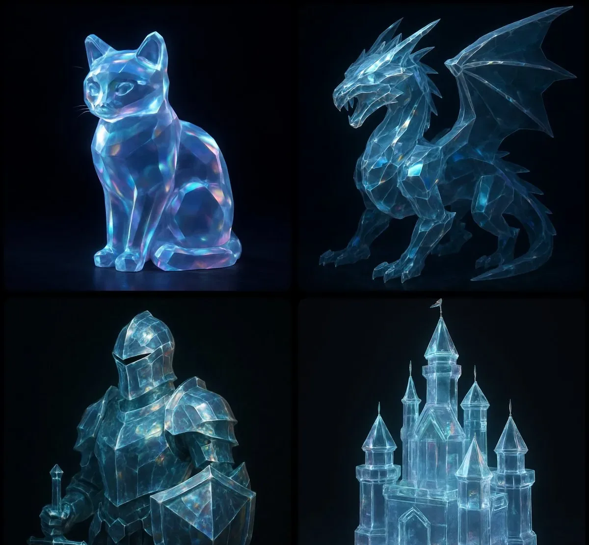 A [SUBJECT] Rendered As A Translucent Crystalline Form Including Bevel