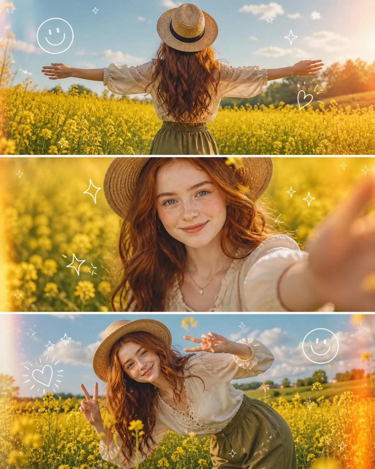 A High-quality 3-panel Vertical Photo Collage Of A Stunning Uploaded