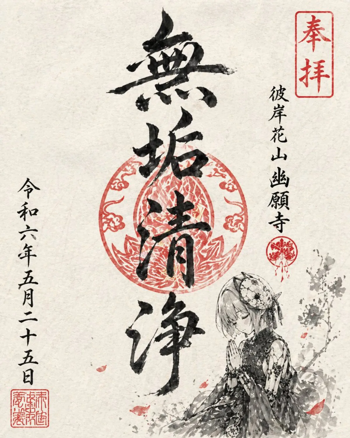 御朱印风格角色插画