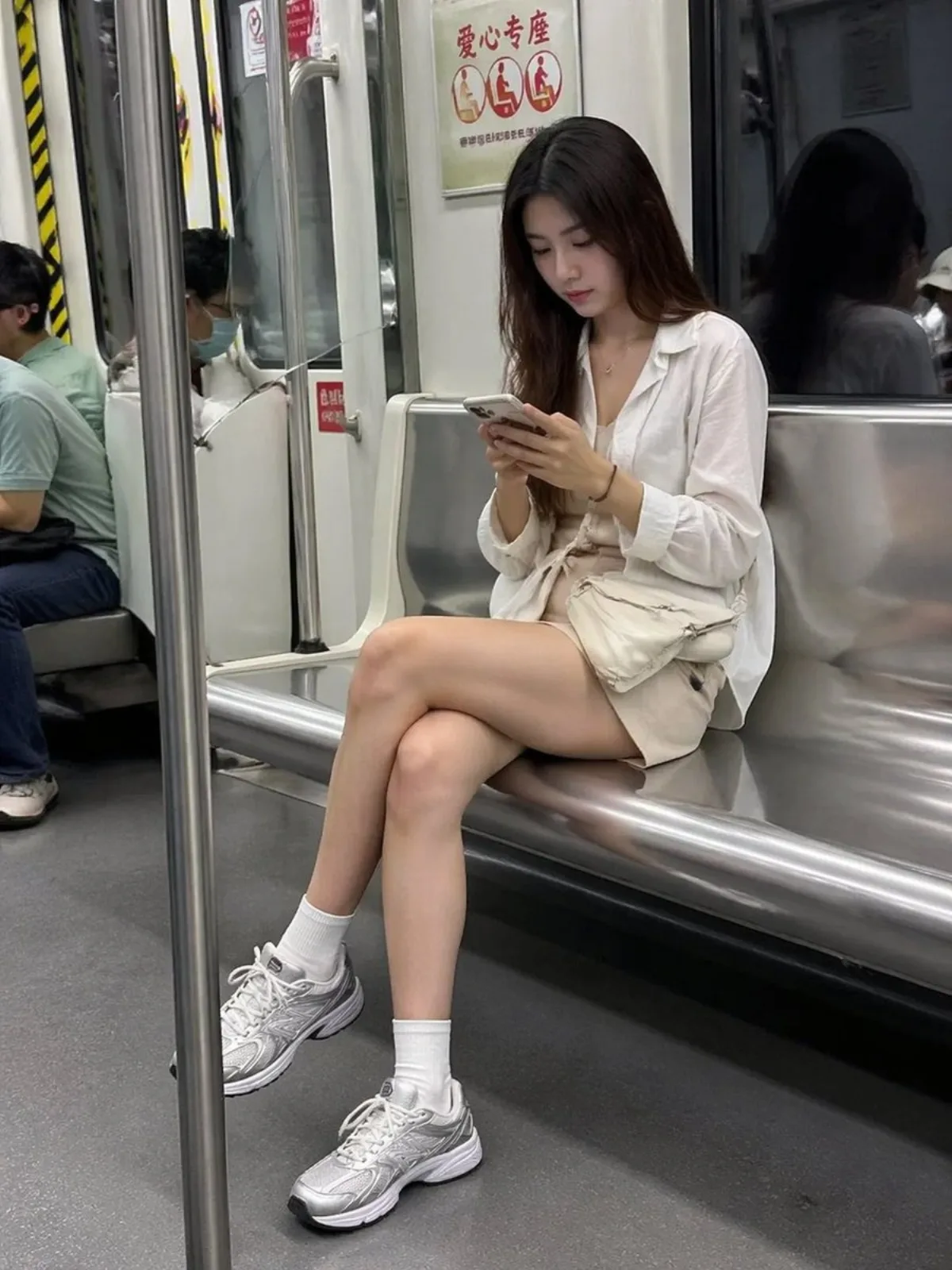 Candid Subway Commuter Portrait