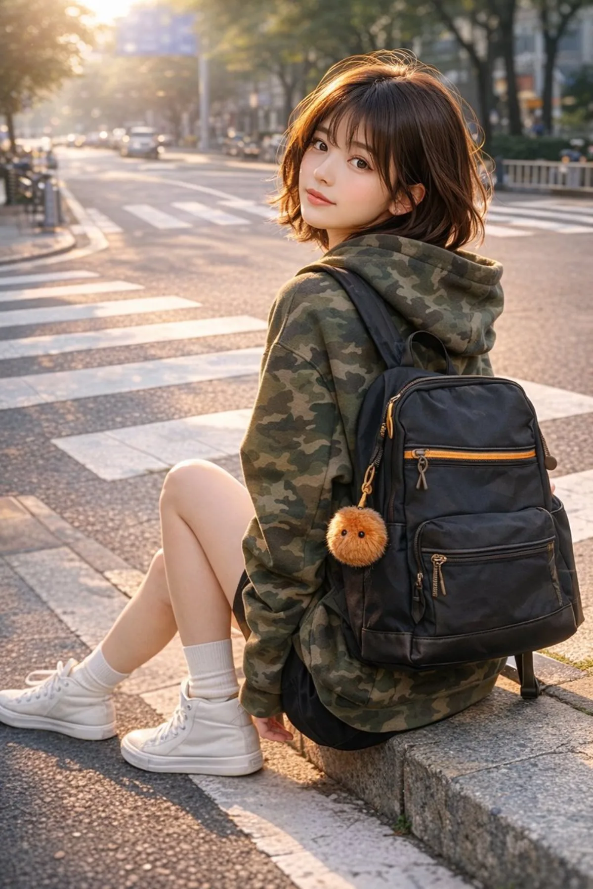Urban Street Portrait with Golden Light
