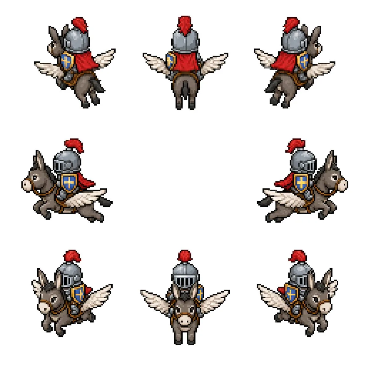 Winged Donkey Knight Sprite Sheet
