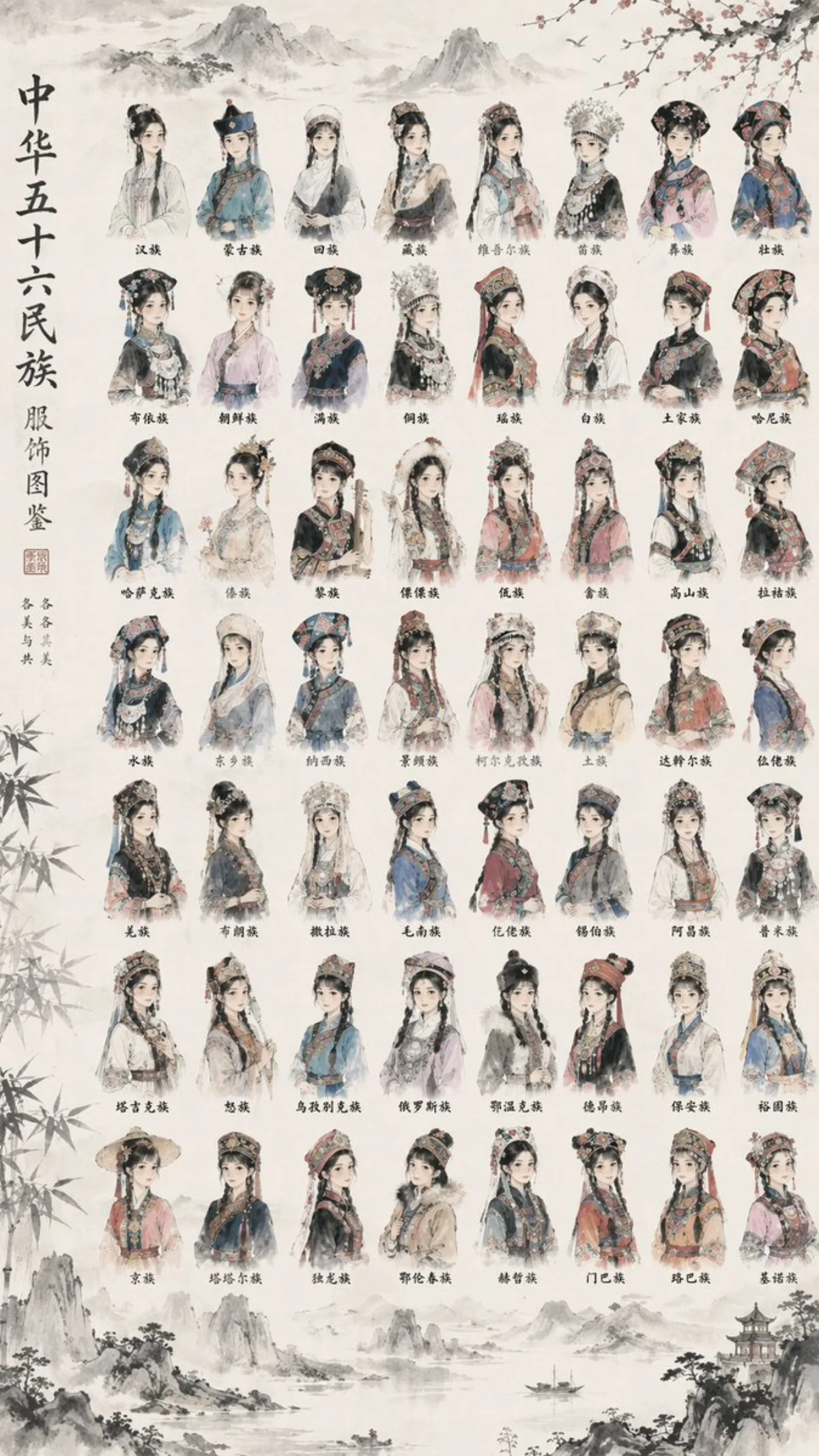 56个民族服饰图表