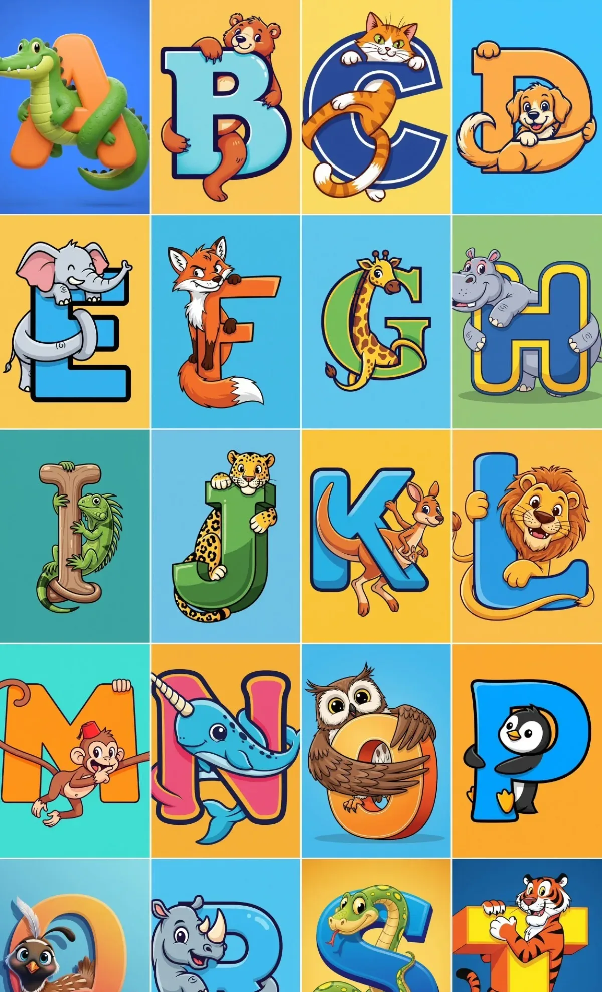 A Stylized Capital Letter [Letter] With A Cartoon [Animal] Intertwined