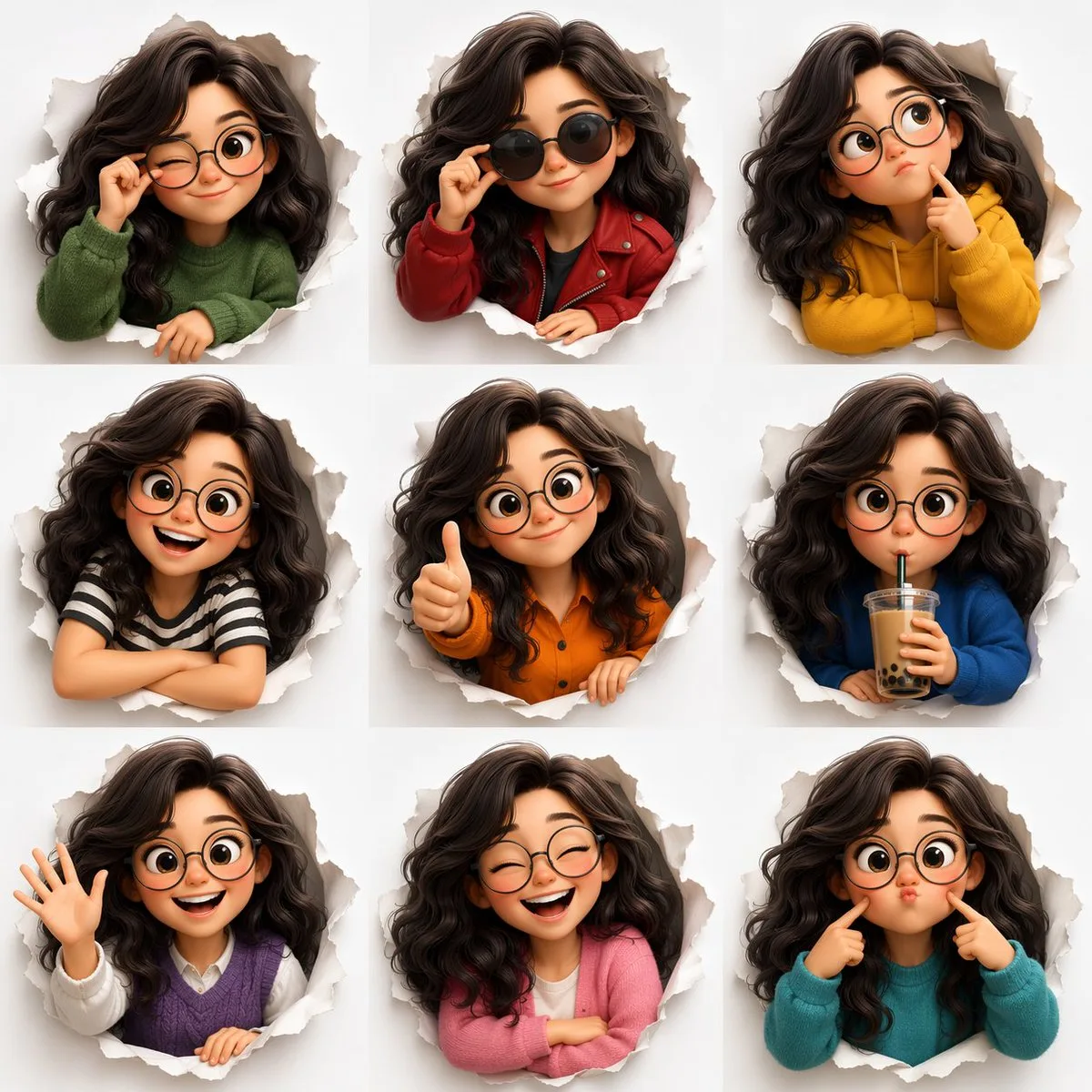 3D Animated Character Expression Grid