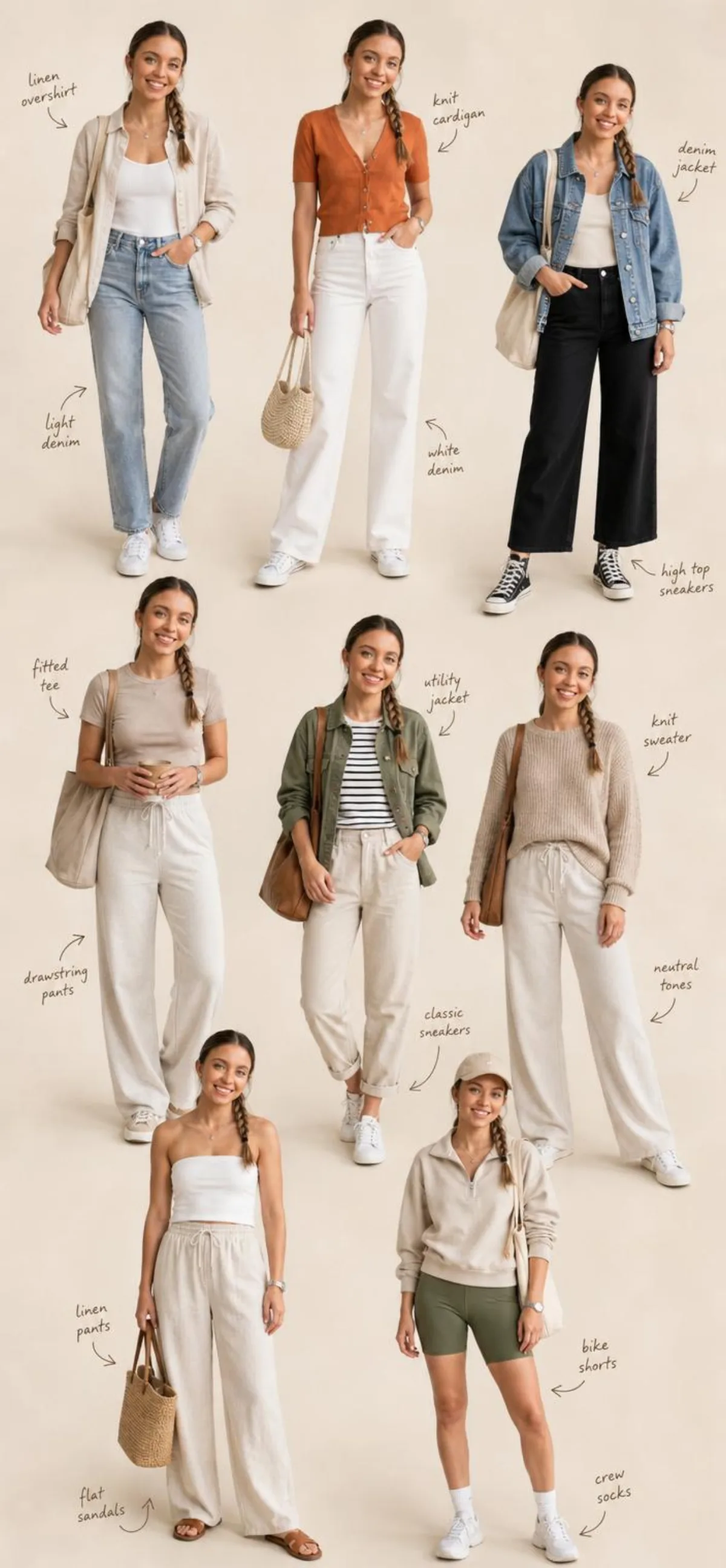 Freeform Fashion-editorial Collage Of Me In 8 Distinct Full-body Casua