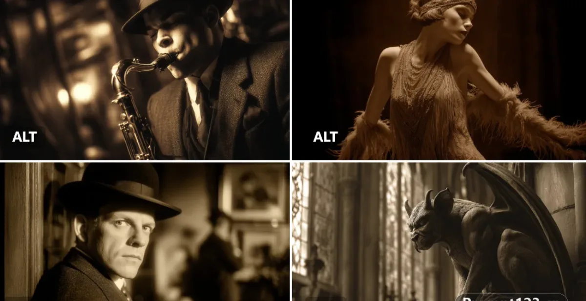 [SUBJECT] Depicted In A Sepia-Toned Silent Film Scene