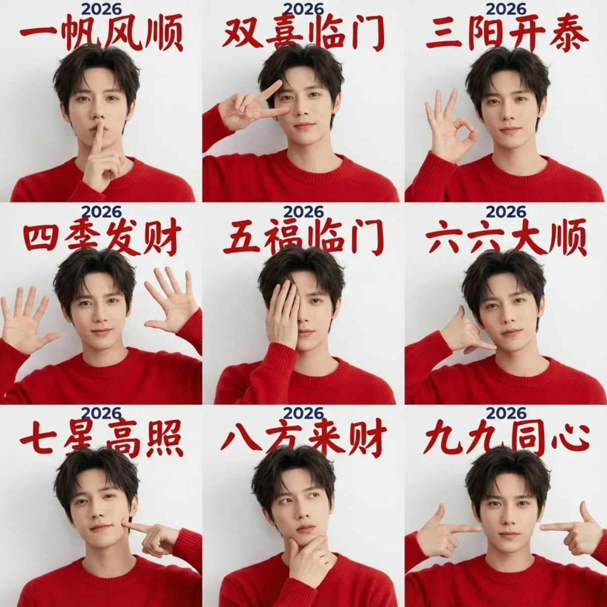 马年九宫格男生头像