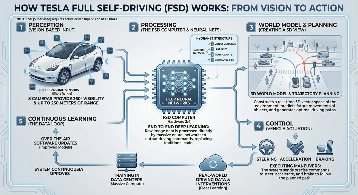 A Crafted Tesla FSD explainer infographic