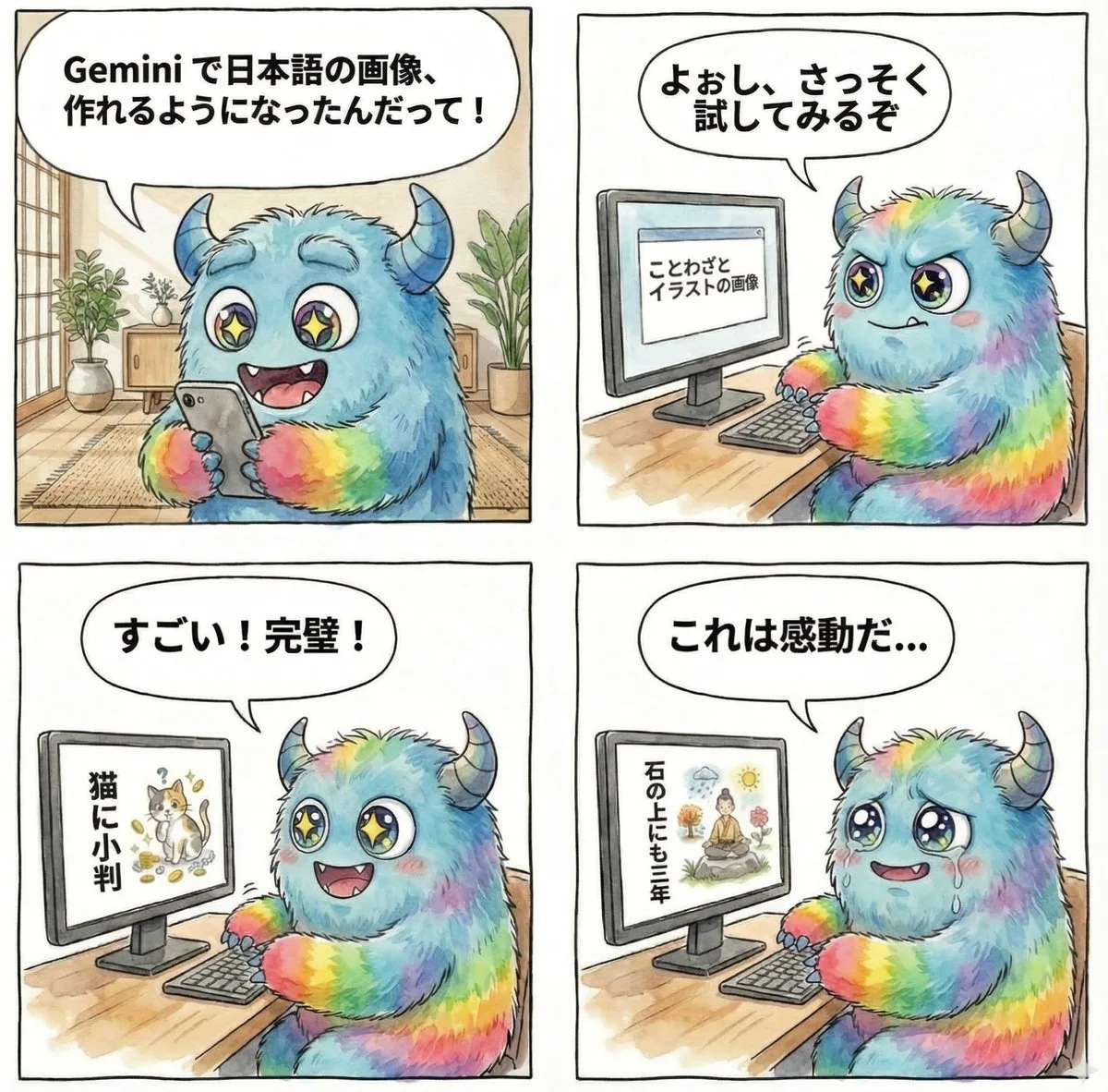 角色发现双子座的四格漫画