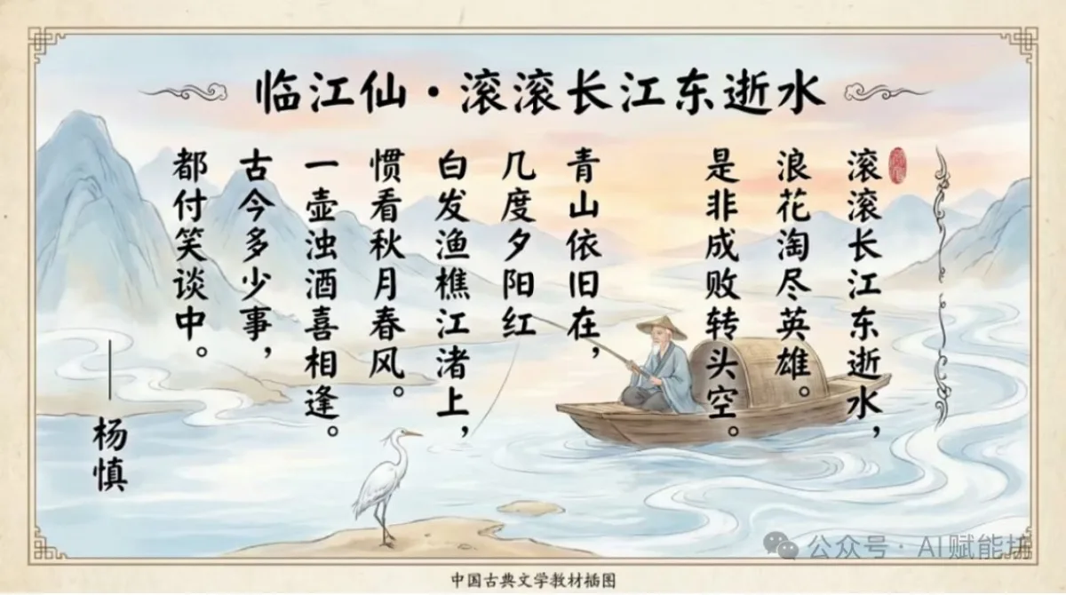 Textbook illustration for classical Chinese poem