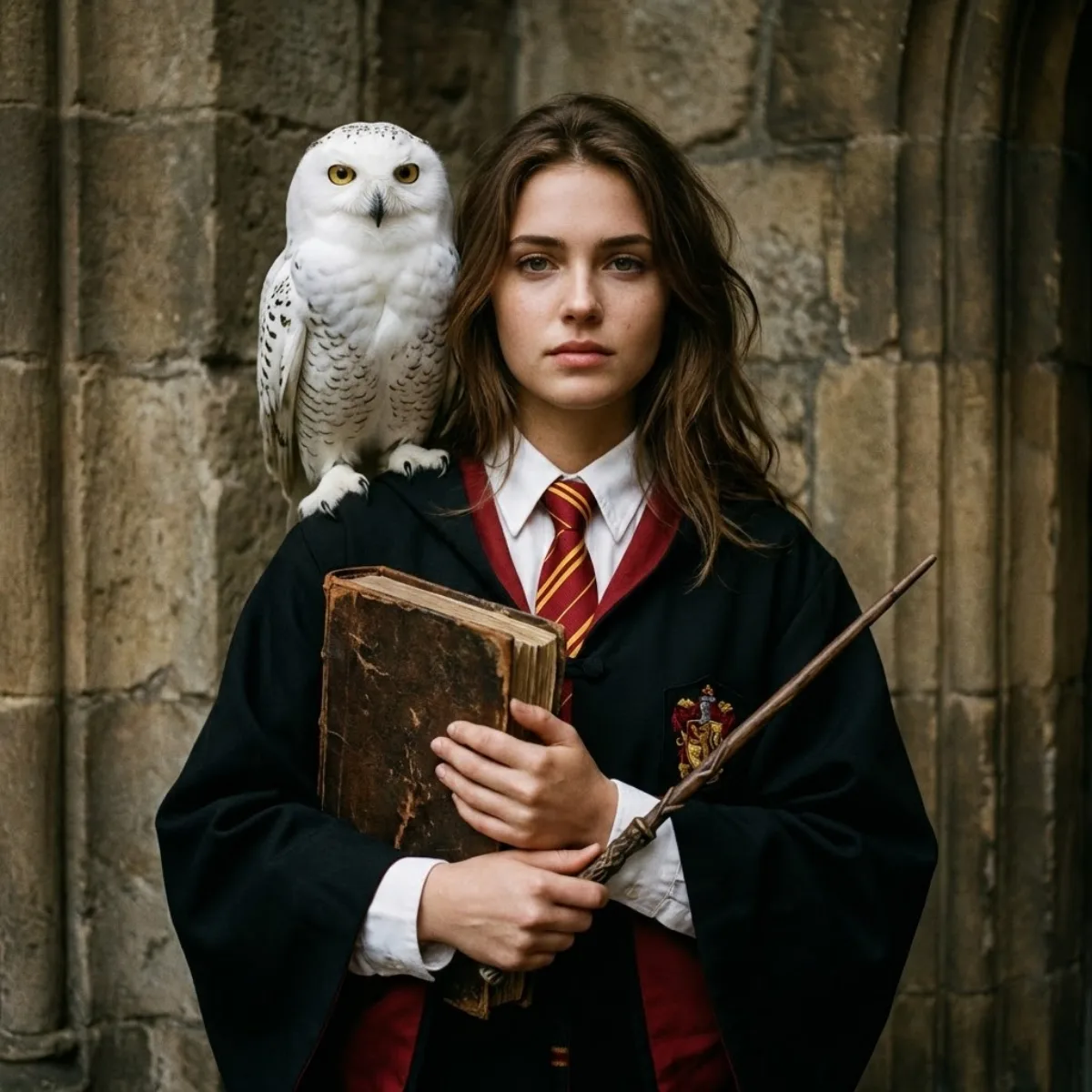 Hogwarts-Style Photoshoot with Gryffindor Robe (Modern)