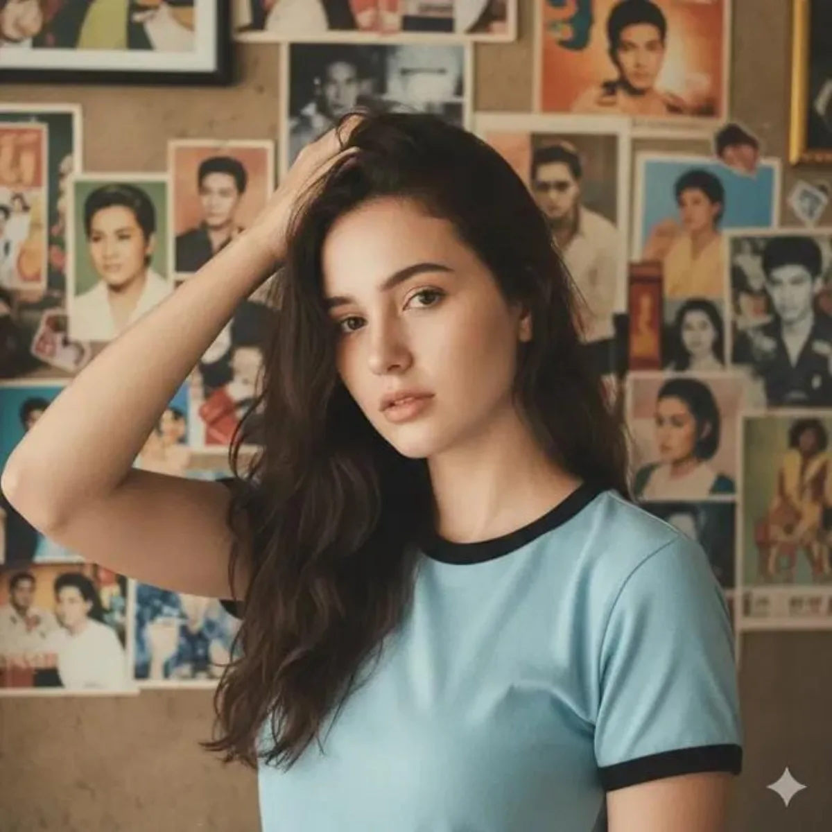 Refined Retro Girl and Nostalgic Wall